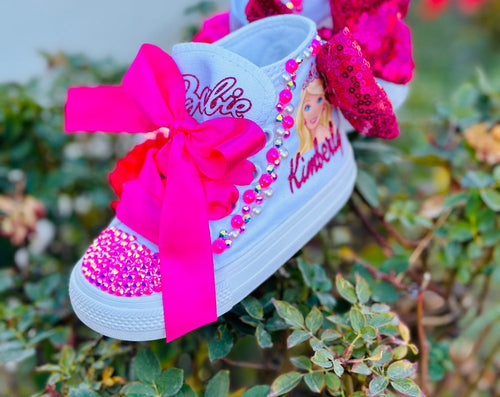 Custom dolly Converse, hot Pink Bling Shoes