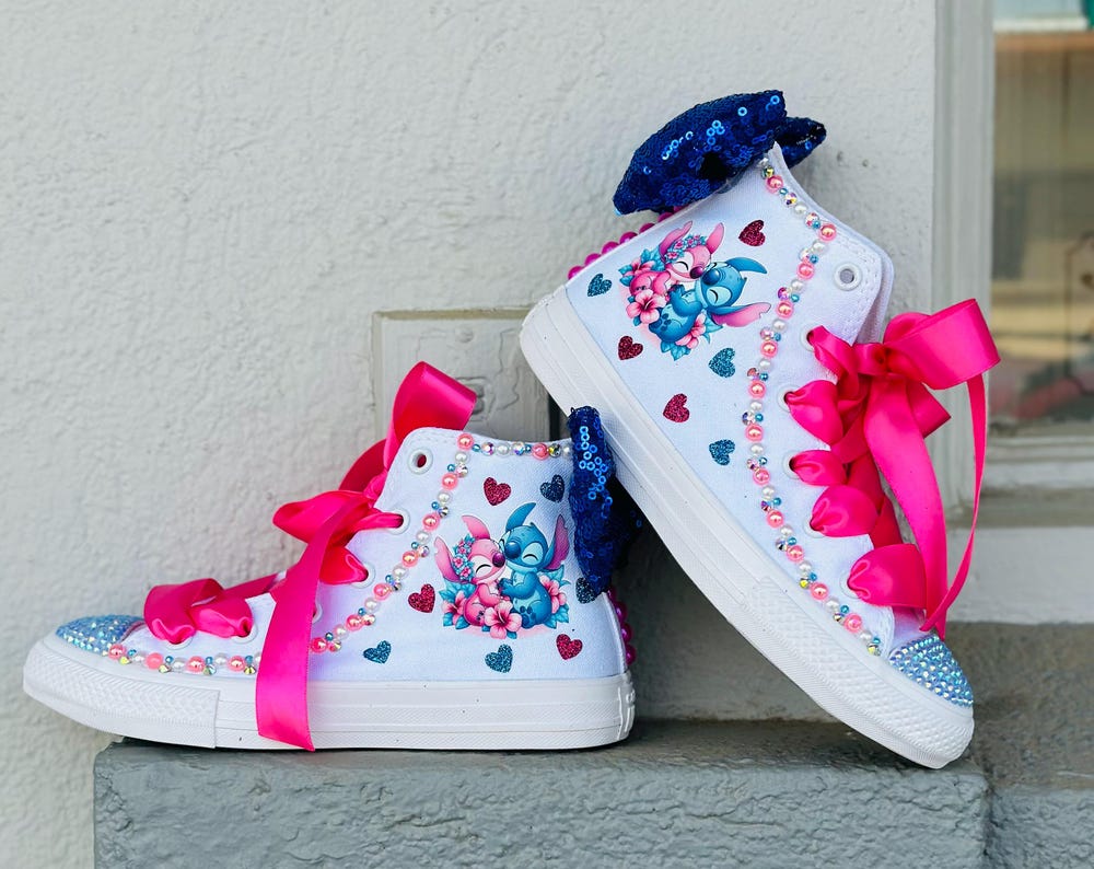 Custom angel and stitch Converse